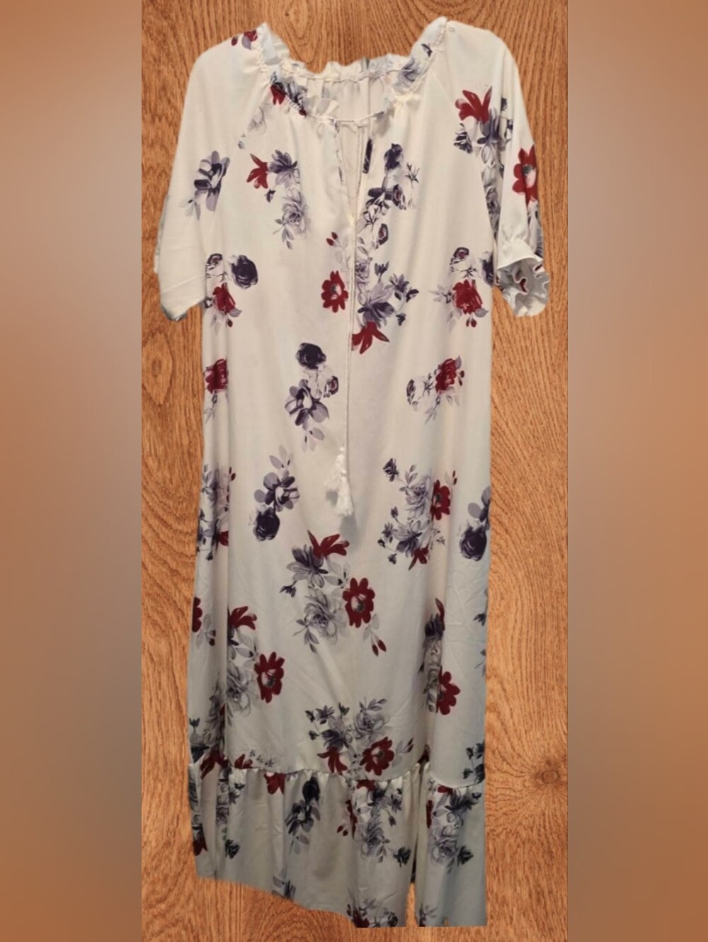 Ivory Floral Tassel Maxi Dress - Washed, Never Worn NEW